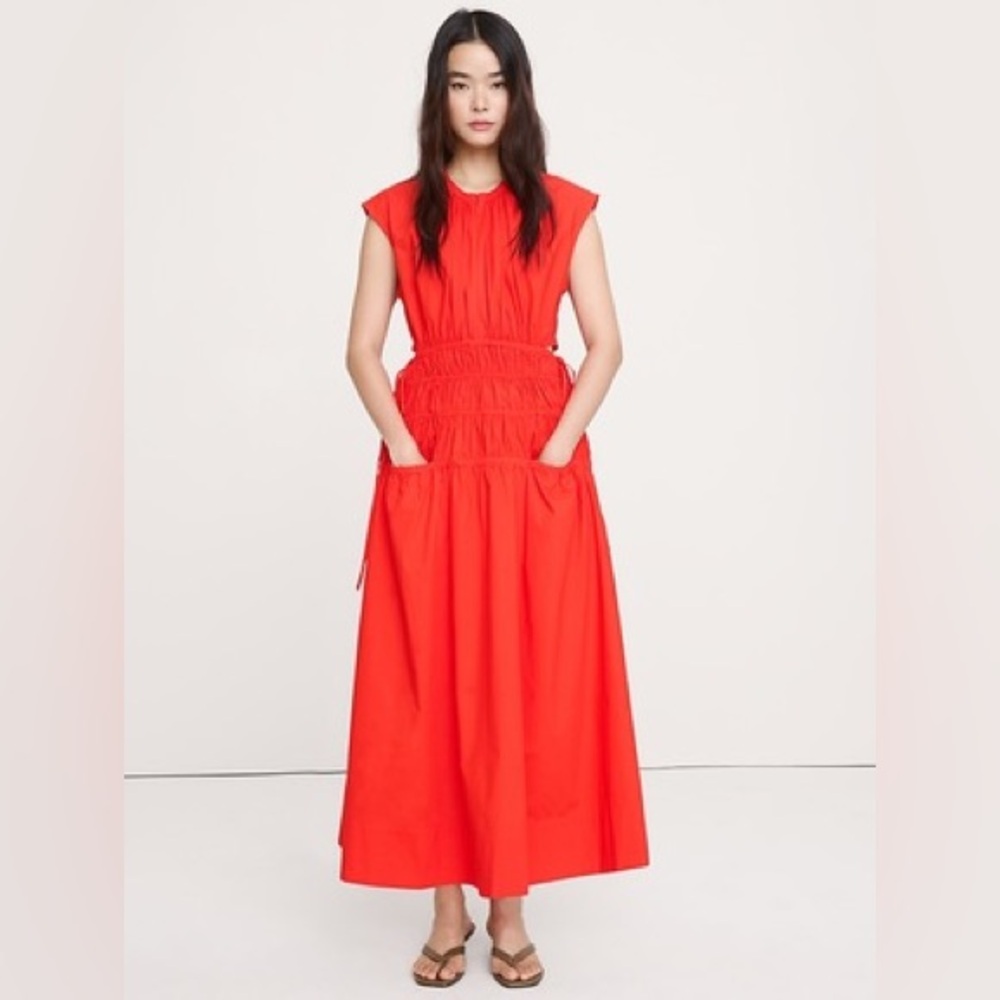 Banana Republic Hot Red Maxi Dress with Smocked Waist